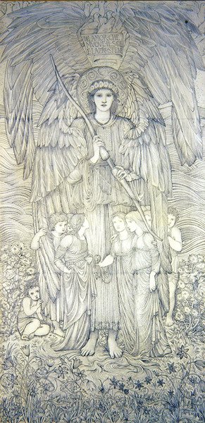 Güneşi Hareket Eden Aşk (kağıt üzerine kurşun kalem) by Edward Coley Burne Jones