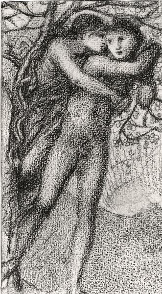 Phyllis ve Demophoon, c.1868 (pembe tebeşir) (s/b fotoğraf) (bkz. 100724) by Edward Coley Burne Jones