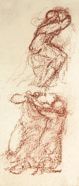 Harabeler Arasında Aşk için Hazırlık Kroki (kağıt üzerine kırmızı tebeşir ve kurşun kalem) by Edward Coley Burne Jones