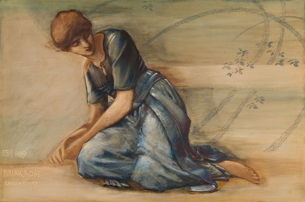 The Garden Court, Briar Rose Serisi Çalışması by Edward Coley Burne Jones
