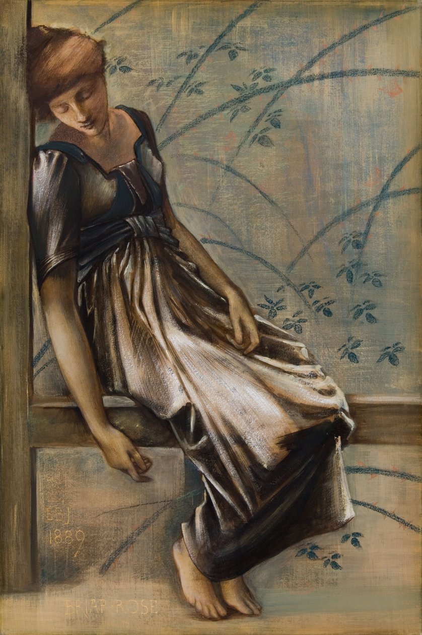 The Garden Court, Briar Rose Serisi Çalışması by Edward Coley Burne Jones
