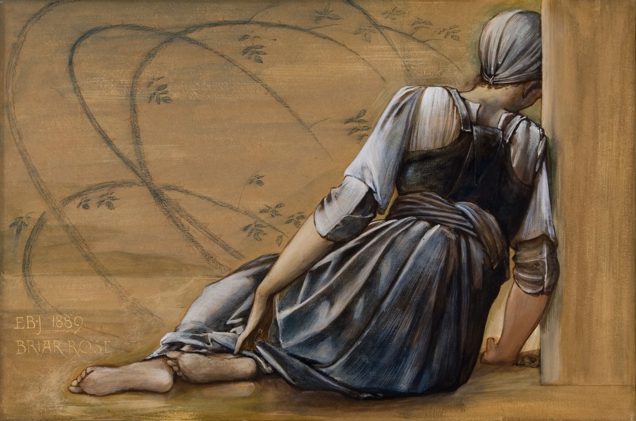 The Garden Court, Briar Rose Serisi Çalışması by Edward Coley Burne Jones