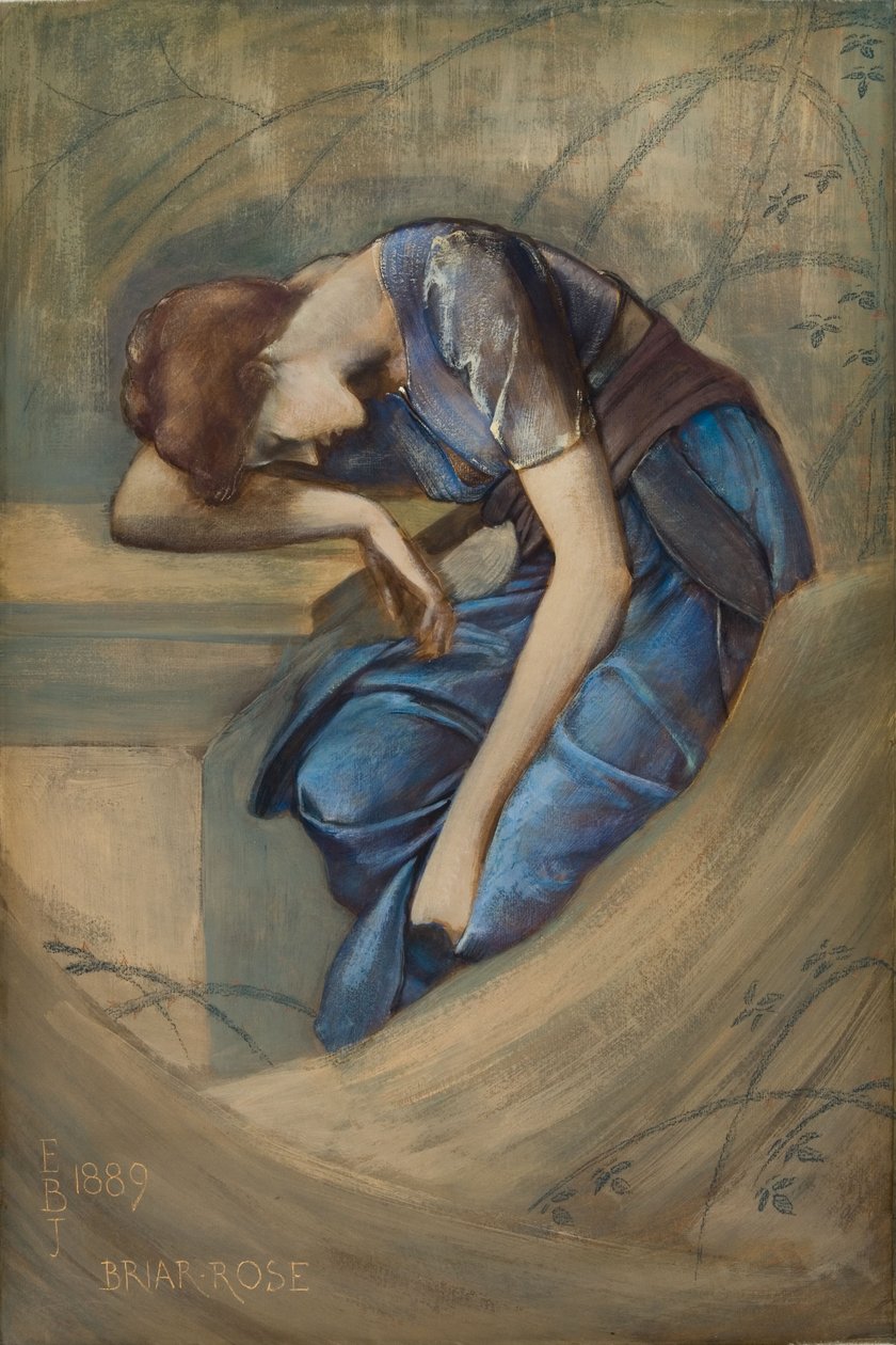 The Garden Court, Briar Rose Serisi Çalışması by Edward Coley Burne Jones
