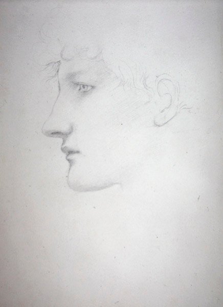 Bir Kafa Çalışması - Bessie Keane, c.1893 (kağıt üzerine kalem) by Edward Coley Burne Jones