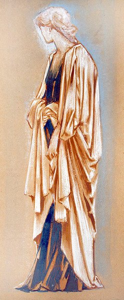 Drapeli bir figürün incelenmesi (kağıt üzerinde guaj, mürekkep ve gövde rengi) by Edward Coley Burne Jones