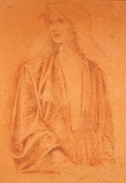 Bir kızın çalışması (kağıt üzerine kalem) by Edward Coley Burne Jones