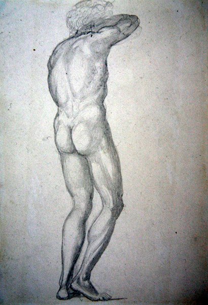 Ayakta duran bir çıplakın incelenmesi, c.1873 (kağıt üzerine kurşun kalem) by Edward Coley Burne Jones