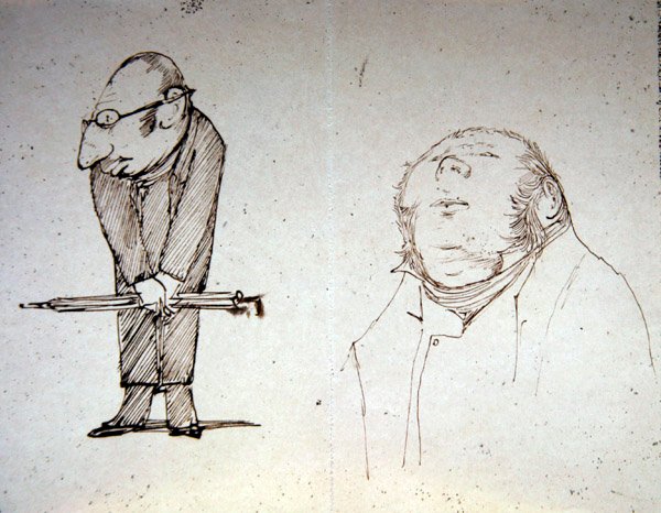 İki Müşteri (kağıt üzerine kalem) by Edward Coley Burne Jones