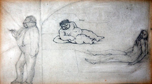 William Morris ve Buhar Banyosunda Sanatçı, 1890 dolayları (kağıt üzerine kurşun kalem) by Edward Coley Burne Jones