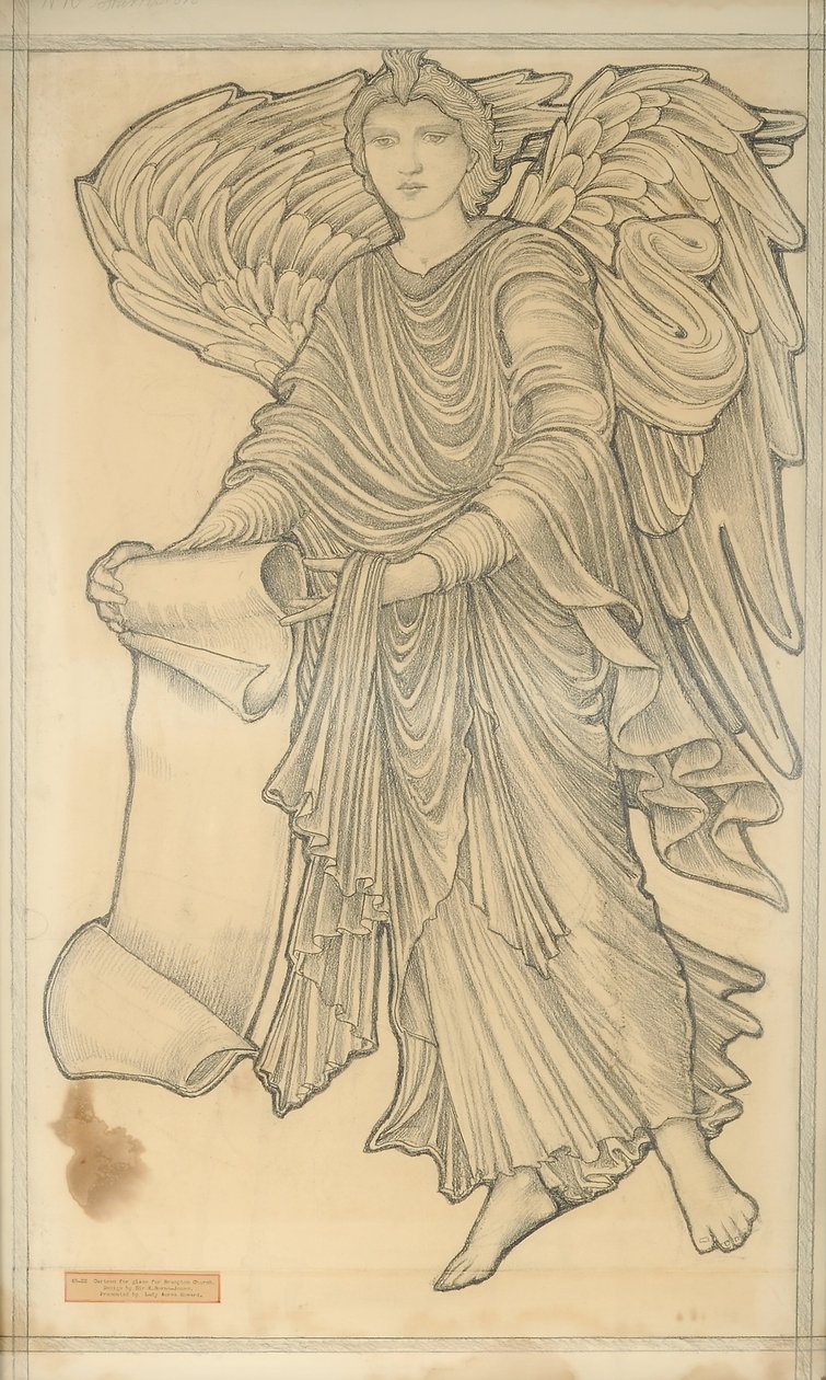 Parşömenli Melek - on numara, 1880 (kağıt üzerinde tebeşir) by Edward Burne Jones