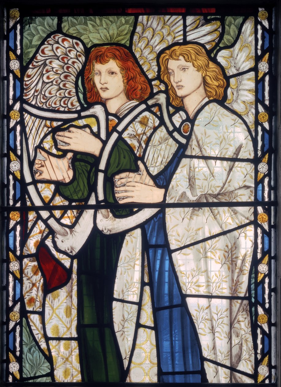 Arps Çalan Melekler, 1866 (vitray) by Edward Burne Jones