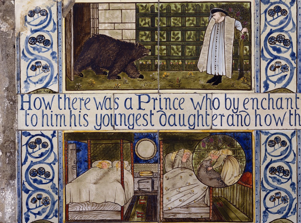 Beauty and the Beast çini paneli, Morris, Marshall, Faulkner & Co., c.1867 by Edward Burne Jones