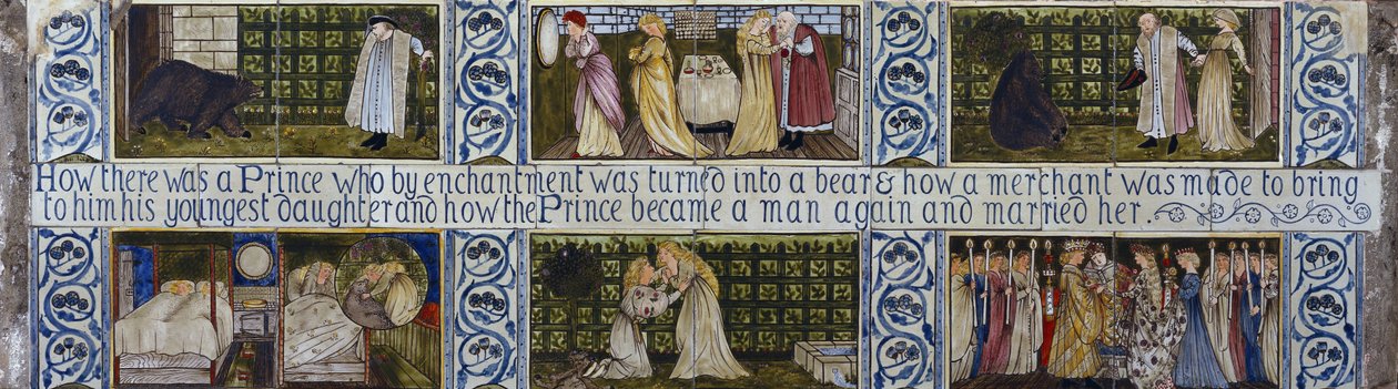 Beauty and the Beast çini paneli, Morris, Marshall, Faulkner & Co., c.1867 by Edward Burne Jones