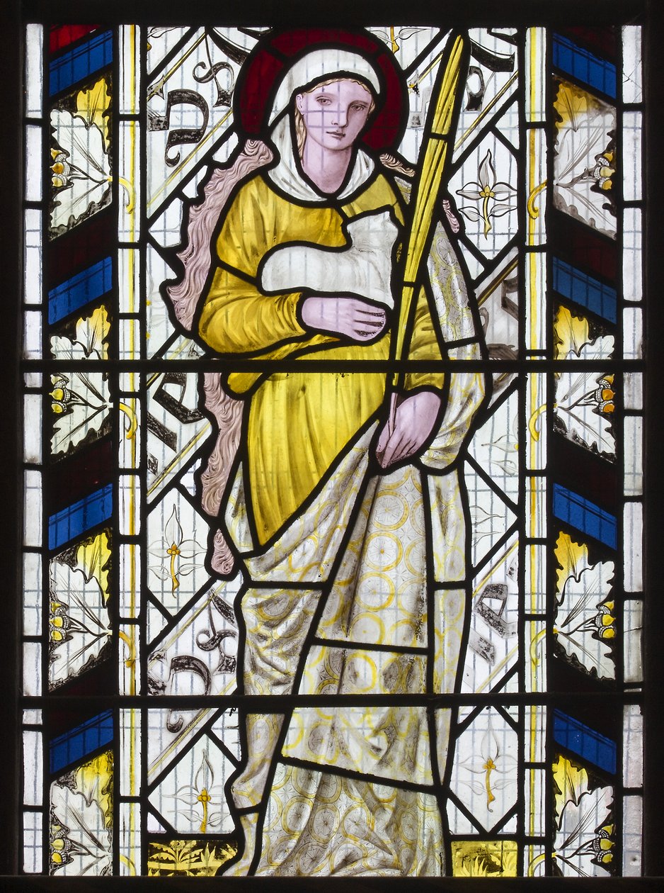 Cambridge, All Saints, Morris Marshall & Faulkner & Co, Edward Burne-Jones, St Agnes, 1866 by Edward Burne Jones