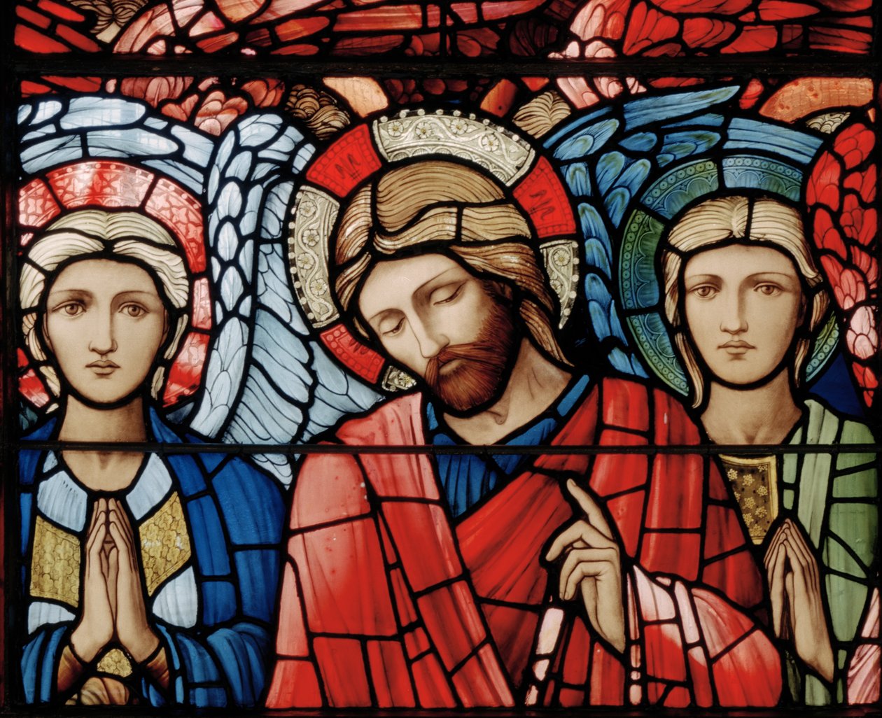 Majesteleri İsa, Koruyucu Melekler, Seraphim, Başmelekler, Yükseliş Penceresinden detay, 1885 (vitray) by Edward Burne Jones