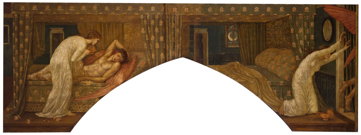 Cupid ve Psyche - Saray Yeşil Duvar Resimleri - Lambayı tutan Psyche, uyuyan Cupid