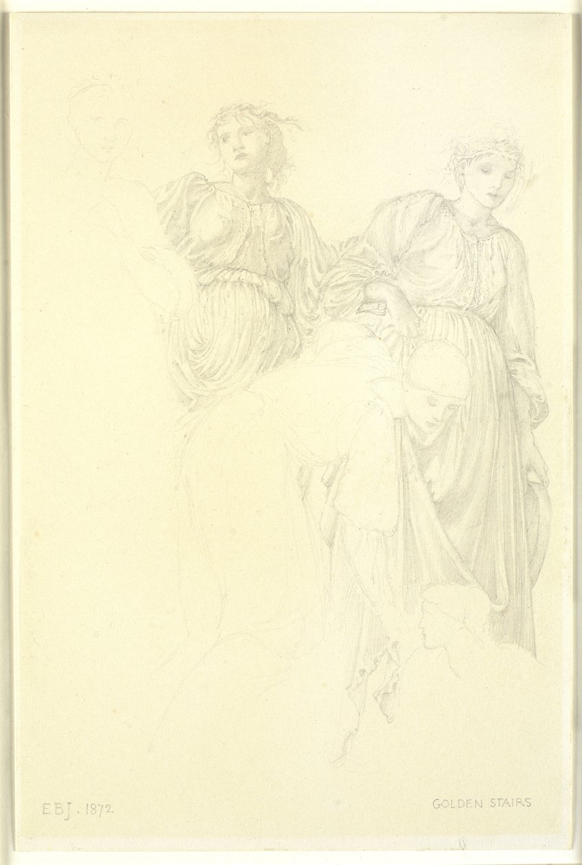 Bir grup kadın, Resim için ön çalışma, Altın Merdivenler by Edward Coley Burne Jones