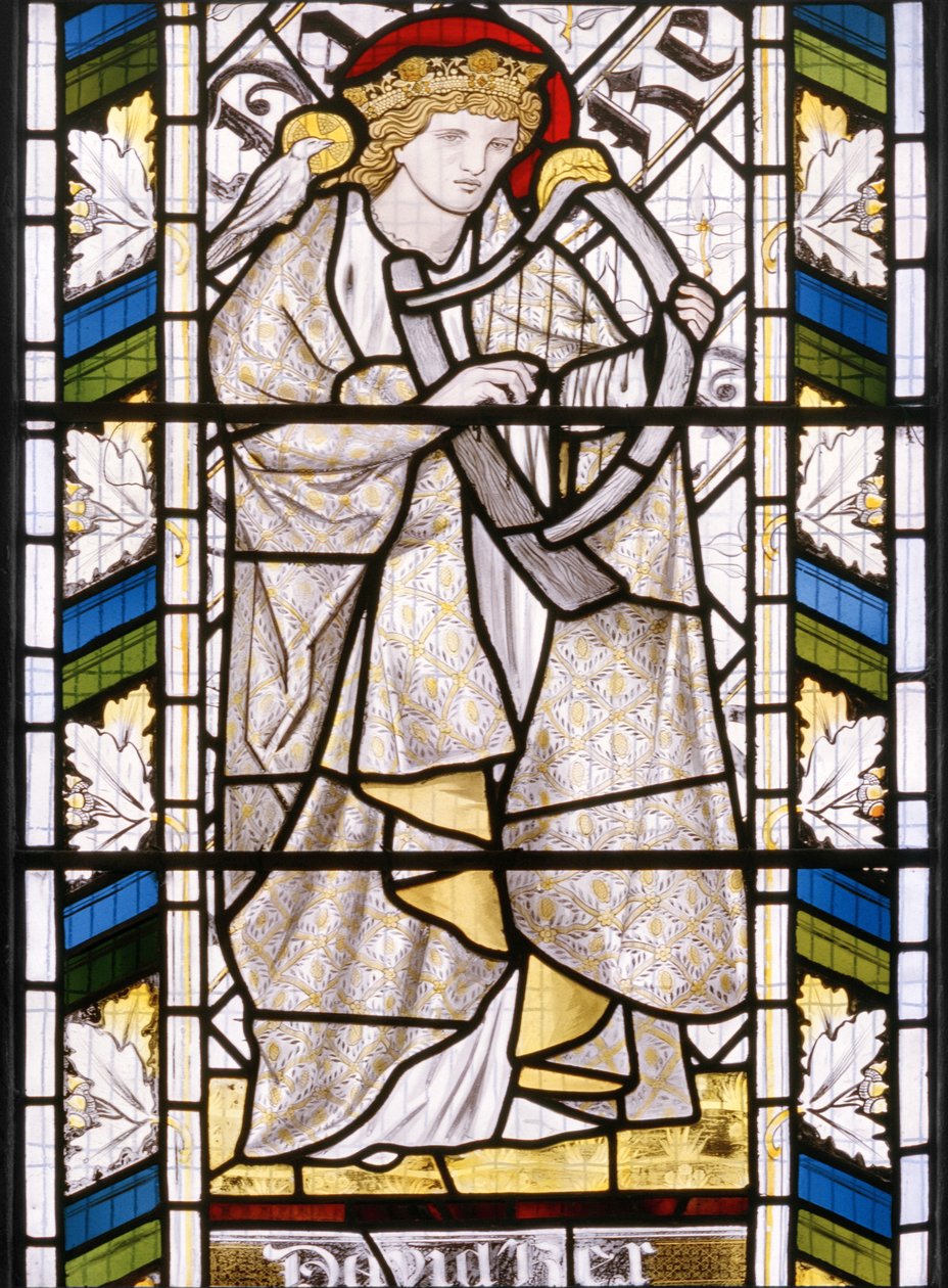 King David, doğu penceresinden detay, 1866 (vitray) by Edward Burne Jones