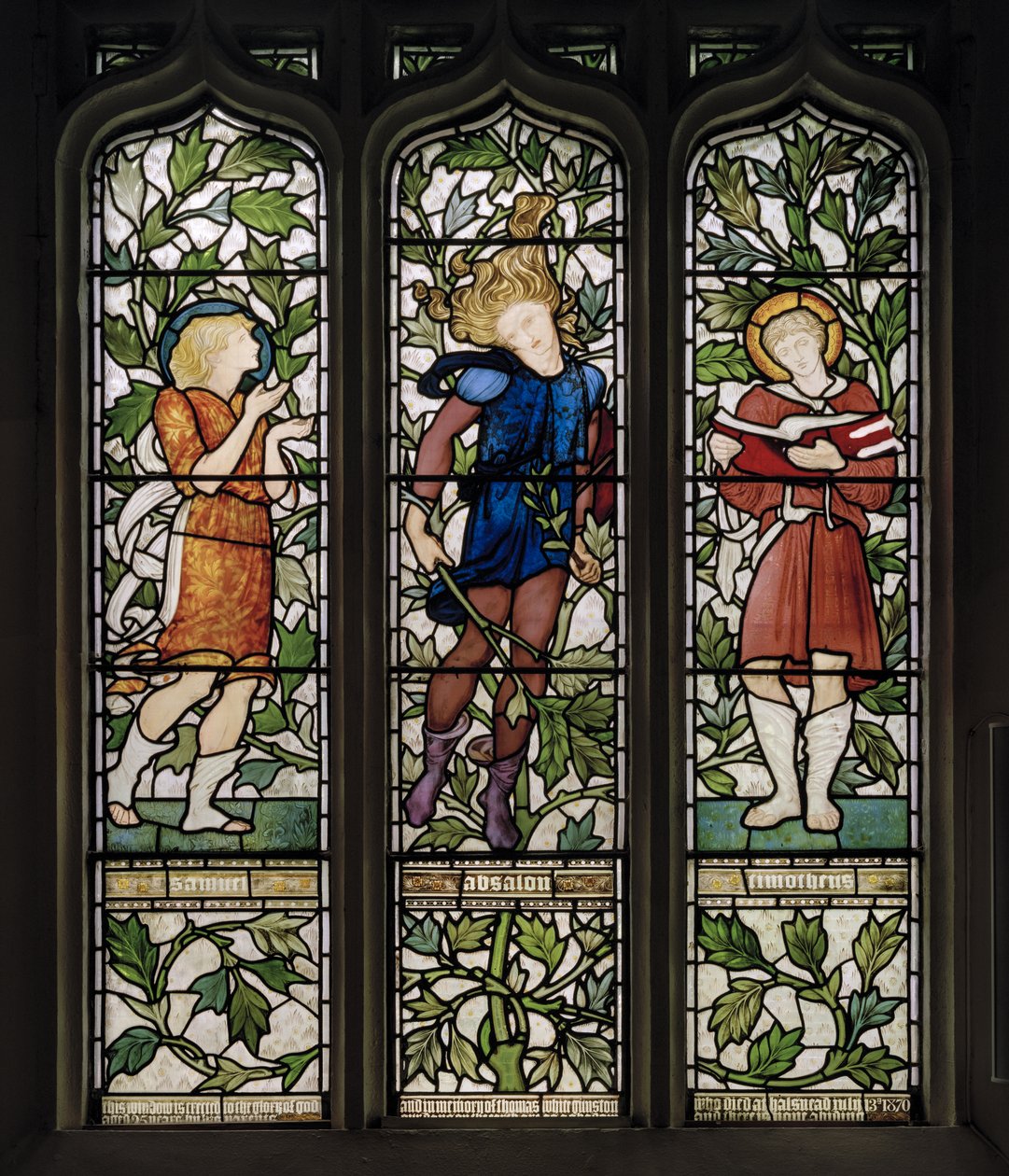 Knotty Ash, Aziz John Evangelist, Morris Marshall & Faulkner & Co, Edward Burne-Jones, Samuel, Absalom & Timothy, 1872 by Edward Burne Jones