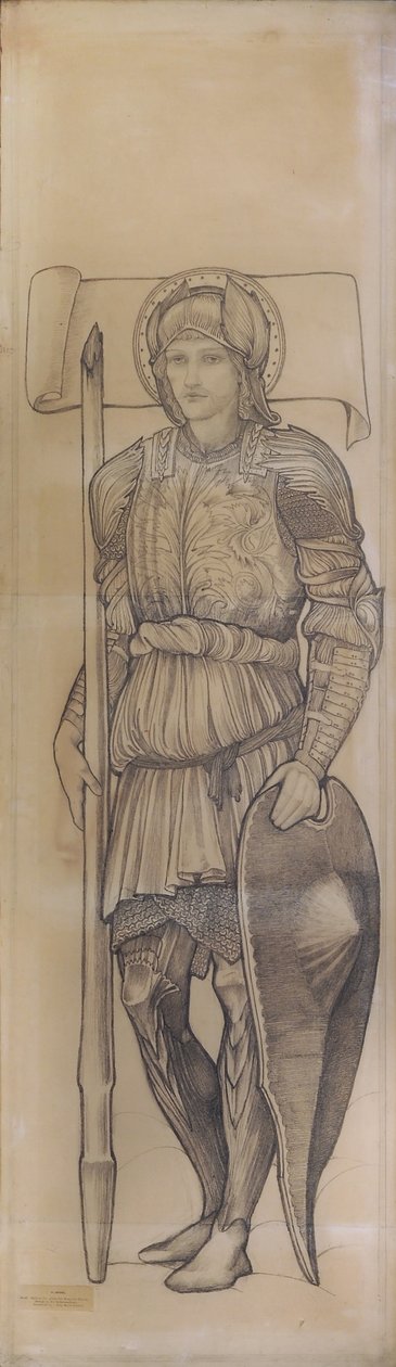 Saint George, 1880 (kağıt üzerinde tebeşir) by Edward Burne Jones