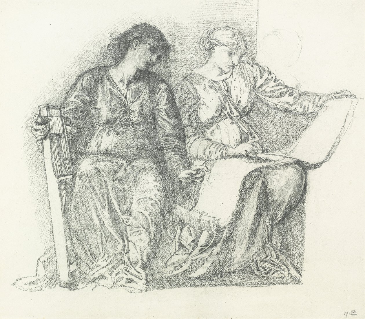 "Müzik" Çalışması, c.1865 by Edward Burne Jones