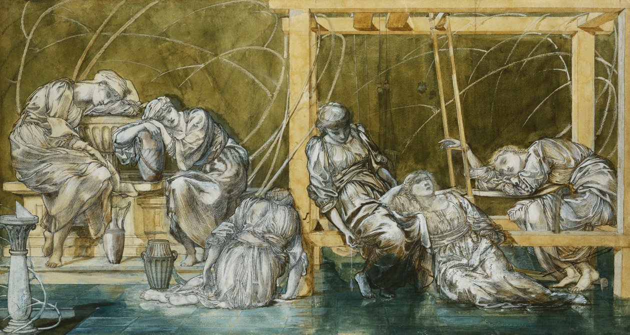 "Bahçe Mahkemesi" için çalışma, by Edward Burne Jones