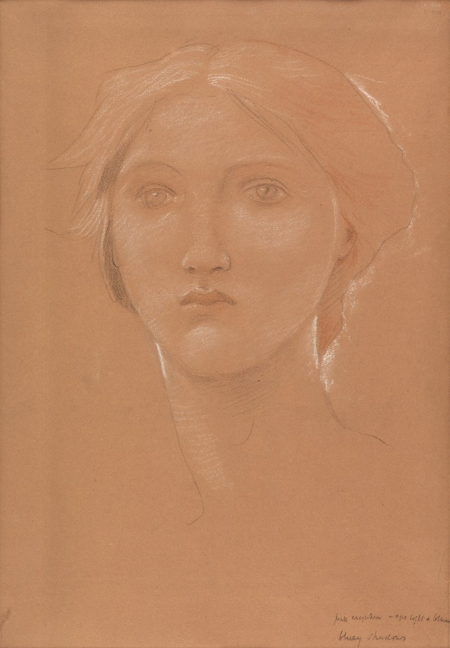 'Kral Cophetua ve Dilenci Hizmetçi' için Margaret Burne-Jones'un başkanının çalışması (kağıt üzerinde tebeşir) by Edward Coley Burne Jones