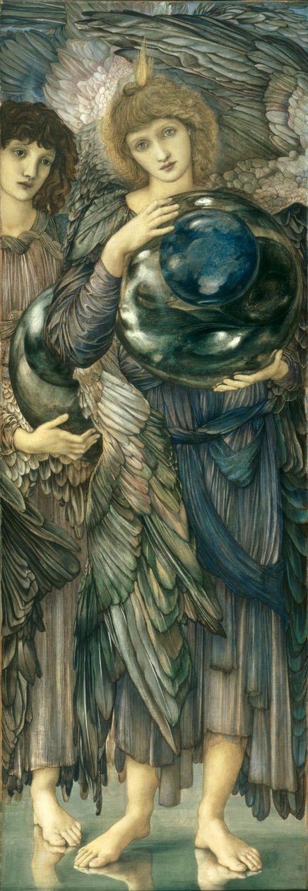 Yaratılış Günleri: İkinci Gün, 1870-76 (keten kaplı panel üzerine wc, guaj, kabuk altın ve platin boya) by Edward Burne Jones