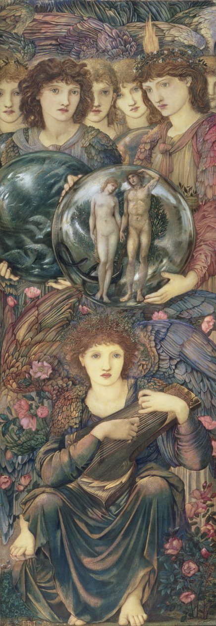 Yaratılış Günleri: Altıncı Gün, 1870-76 (keten kaplı panel üzerine wc, guaj, kabuk altın ve platin boya) by Edward Burne Jones