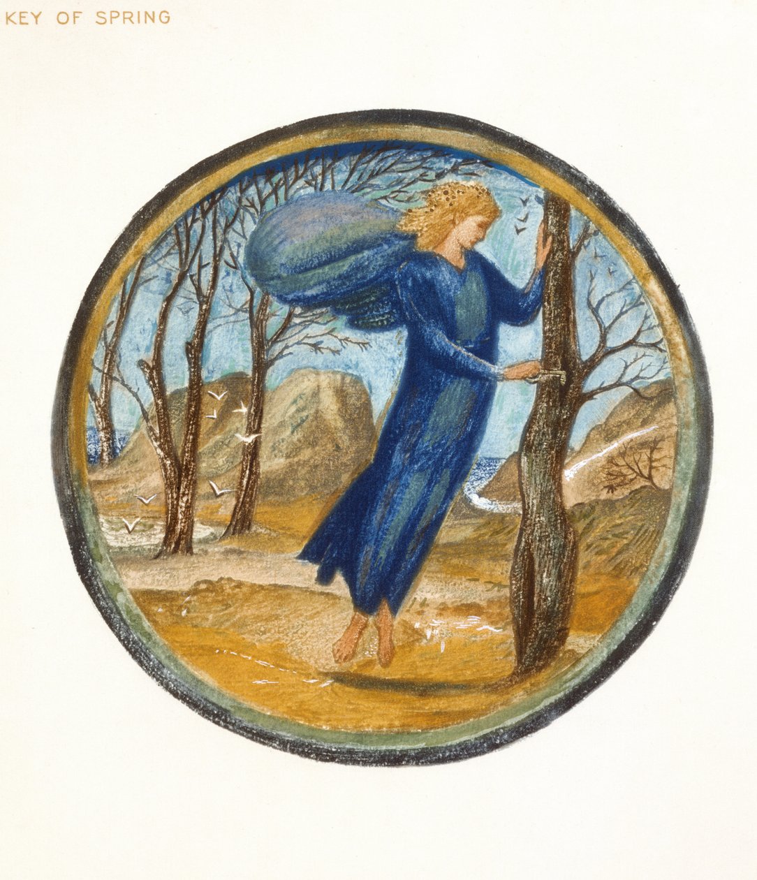 Çiçek Kitabı: XI. Baharın Anahtarı, 1905 (kağıt üzerine guajlı lito) by Edward Burne Jones