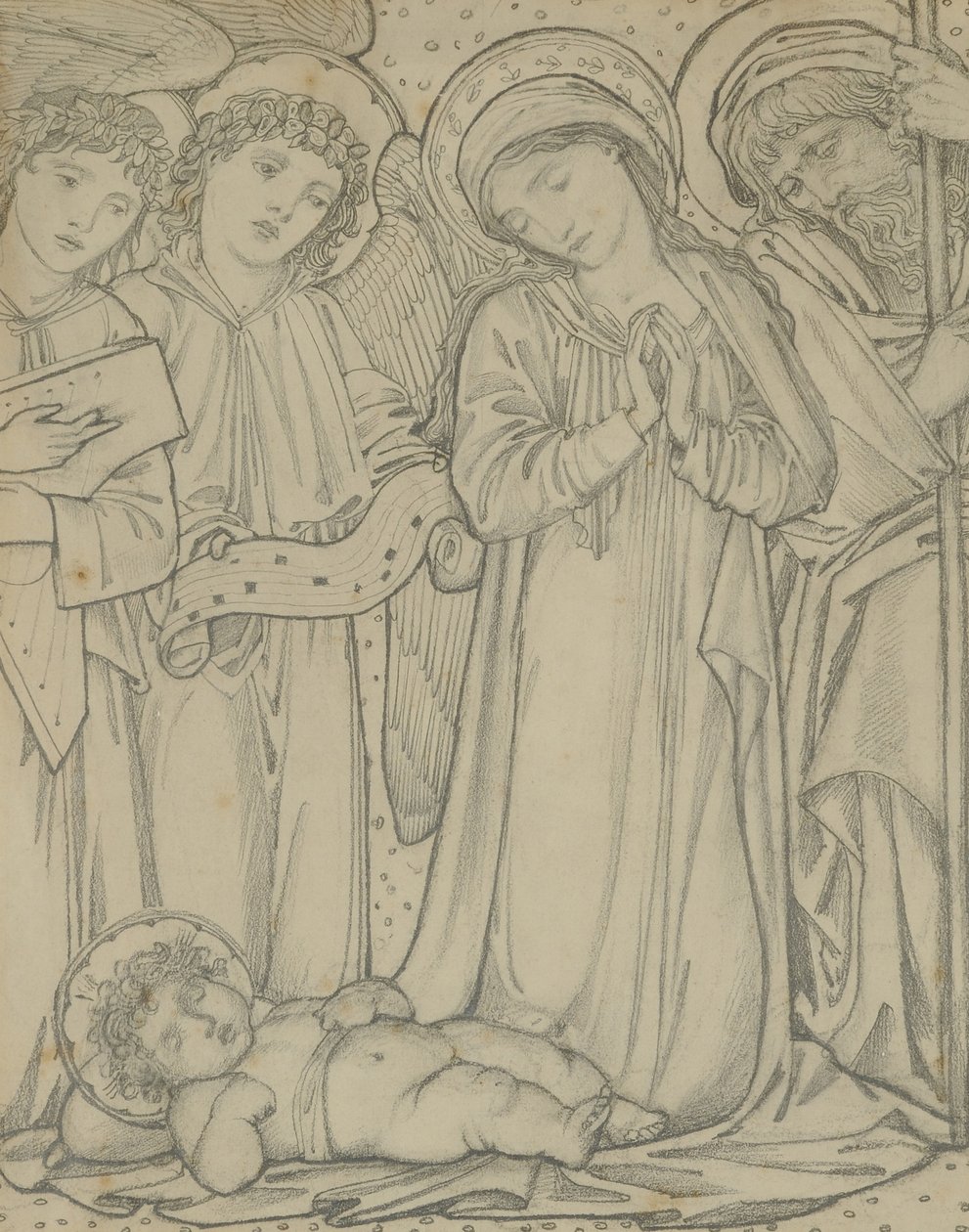 Kutsal Aile, c.1874 (kağıt üzerinde tebeşir) by Edward Burne Jones