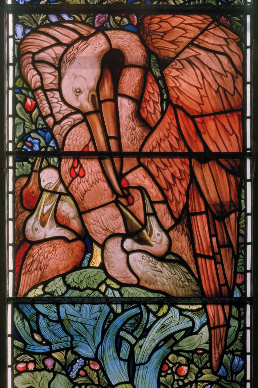 Dindarlığındaki Pelikan, Doğu Penceresi, 1880 (vitray) by Edward Burne Jones