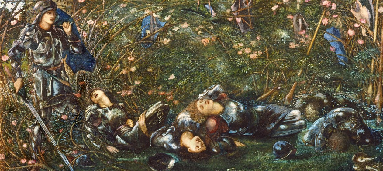 Prens Briar Wood'a girer, 'The Legend of Briar Rose' 1871-72'den bir çizim by Edward Burne Jones