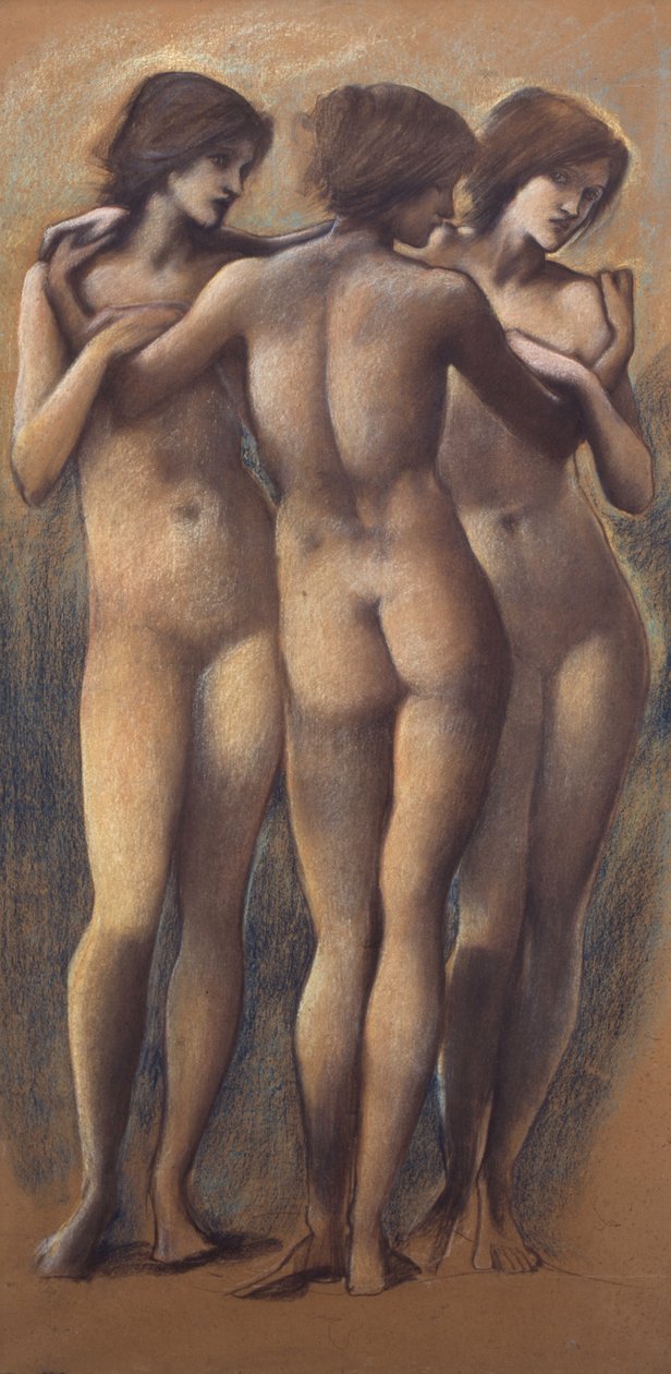 Üç Güzeller, c.1885 (kağıt üzerinde tebeşir) by Edward Burne Jones