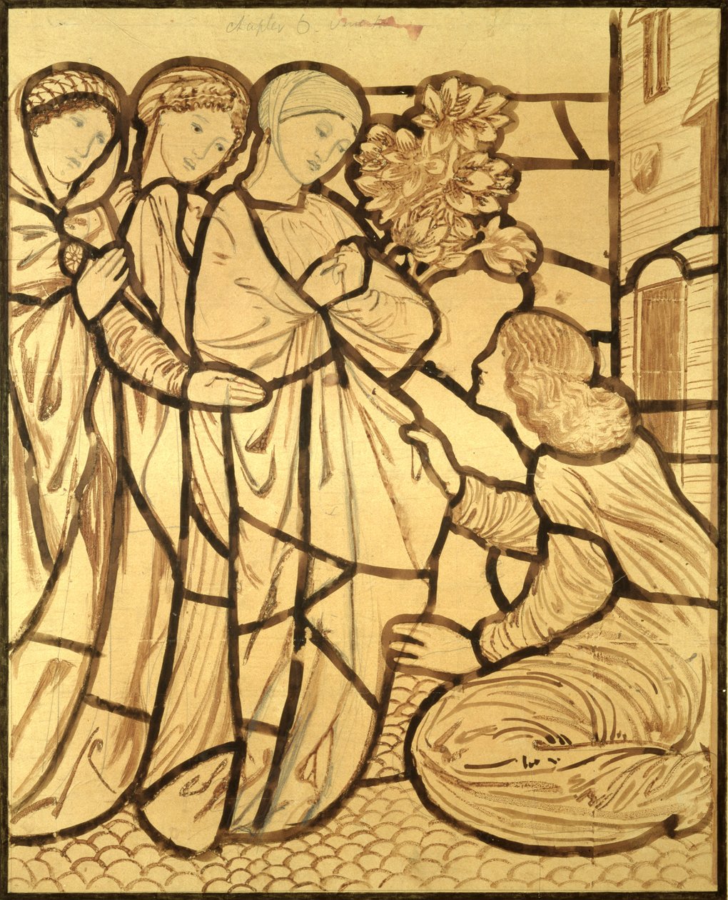Nereye gitti sevgilin, ey kadınların en güzelisin (kağıda fırça, mürekkep ve kurşun kalem) by Edward Burne Jones