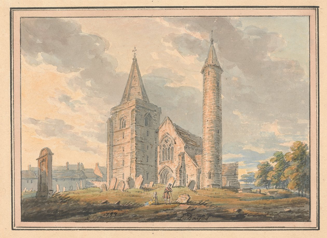 Brechin Katedrali ve yuvarlak kule, Forfarshire, İskoçya by Edward Dayes