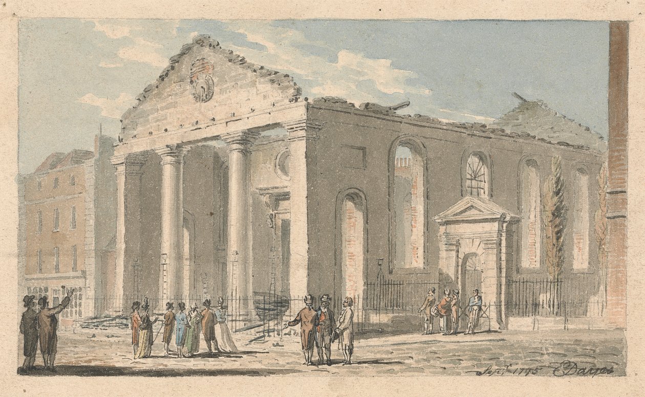 Aziz Paul Kilisesi, Covent Garden, yangından sonra by Edward Dayes