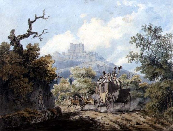 The Dover Mail, c.1793 (kağıt üzerine kalem ve mürekkep ve sulu boya) by Edward Dayes
