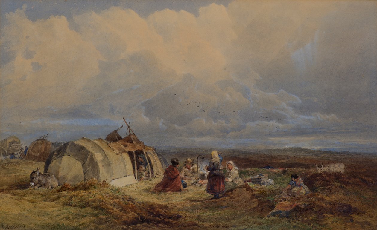 Gipsy Encampment, c.1863 (suluboya) by Edward Duncan