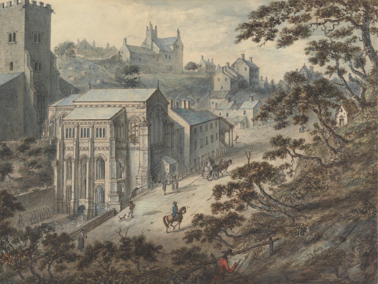 St. Winifred's Well, Holywell, Flintshire, Galler, Sanatçı Ön Planda... by Edward Edwards