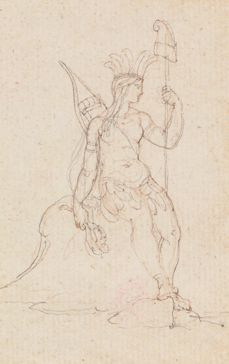 An Alegory of America Carrying the Cap of Liberty, c.1760-1848 (kalem, siyah mürekkep, grafit ve kırmızı tebeşir) by Edward Francis Burney