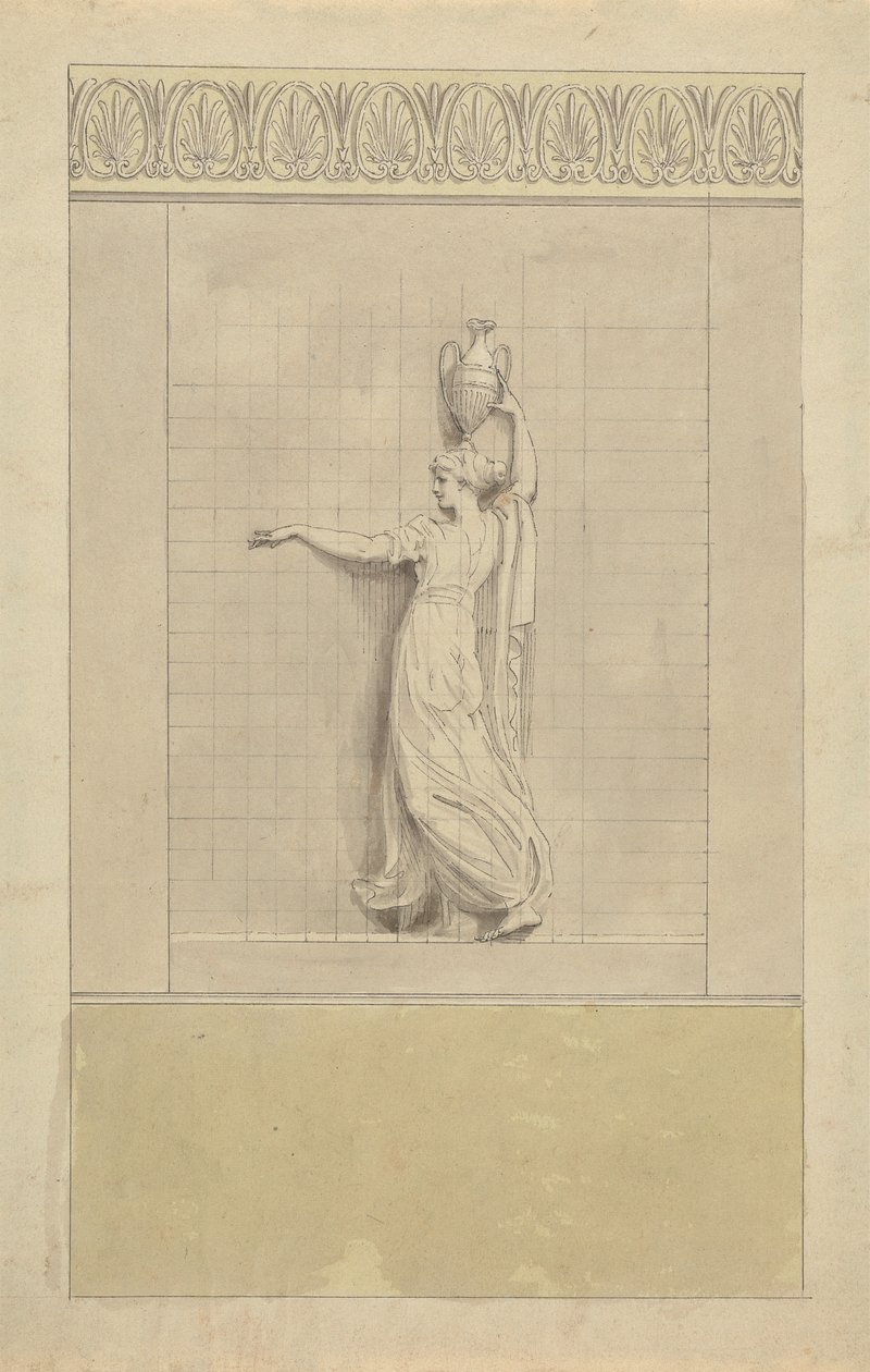 Başında Sürahi Taşıyan Kadın Figürü by Edward Francis Burney