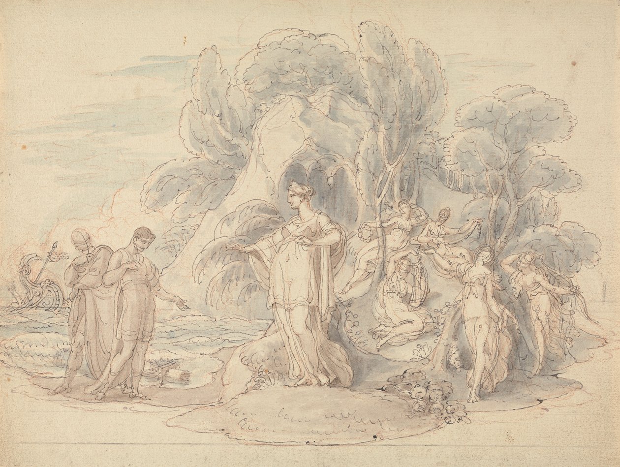 Calypso Adası'na Telemachus ve Mentor İnişi by Edward Francis Burney