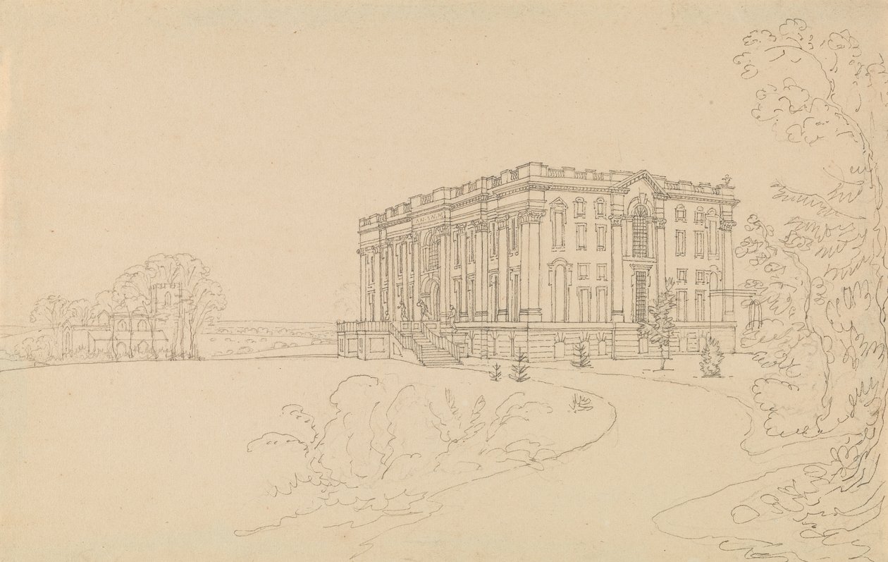 Easton Neston, Northants'ın görünümü by Edward Francis Burney