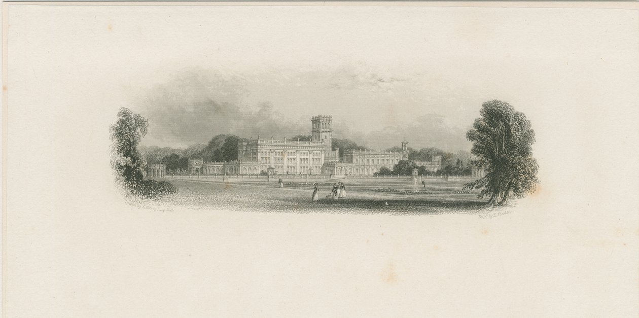 Trentham Hall: çelik gravür ve [?19. yüzyıl ortası] (baskı) by Edward Francis Finden