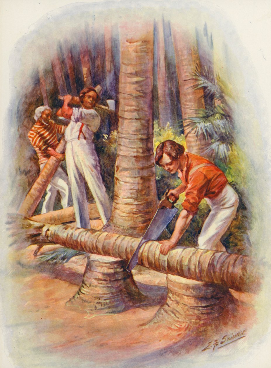 Captain Marryat tarafından Masterman Ready için illüstrasyon (renkli taş baskı) by Edward Frederick Skinner