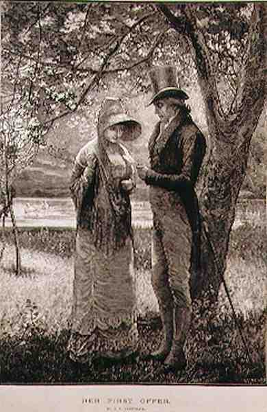 İlk Teklifi, W. I. Mosses tarafından kazınmış, The Illustrated London News, 23 Temmuz 1881 by Edward Frederick after Brewtnall