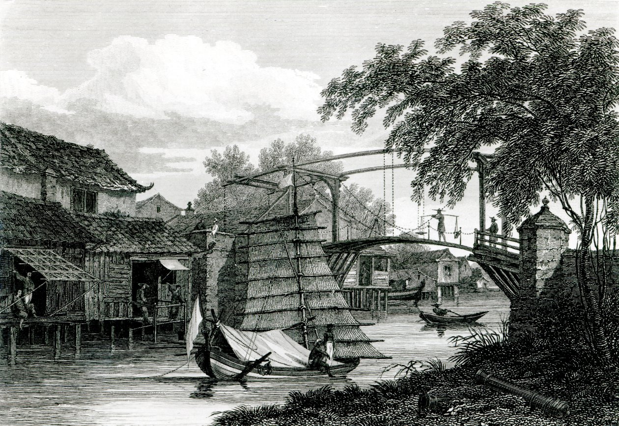 Drawbridge at Malacca, engraved by George Cooke   by Edward Hawke Locker