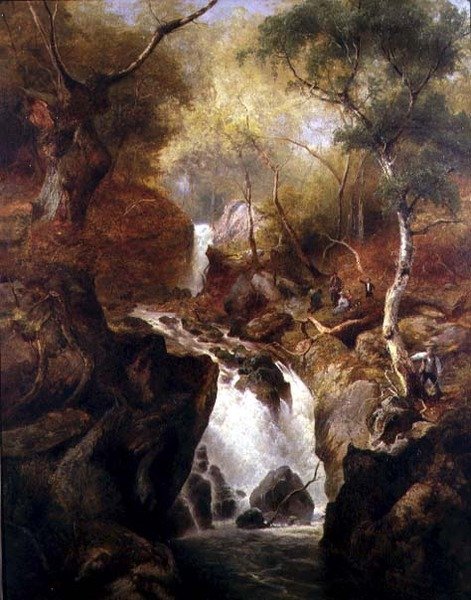 Bir Woodland içinden şelale by Edward Henry Holder