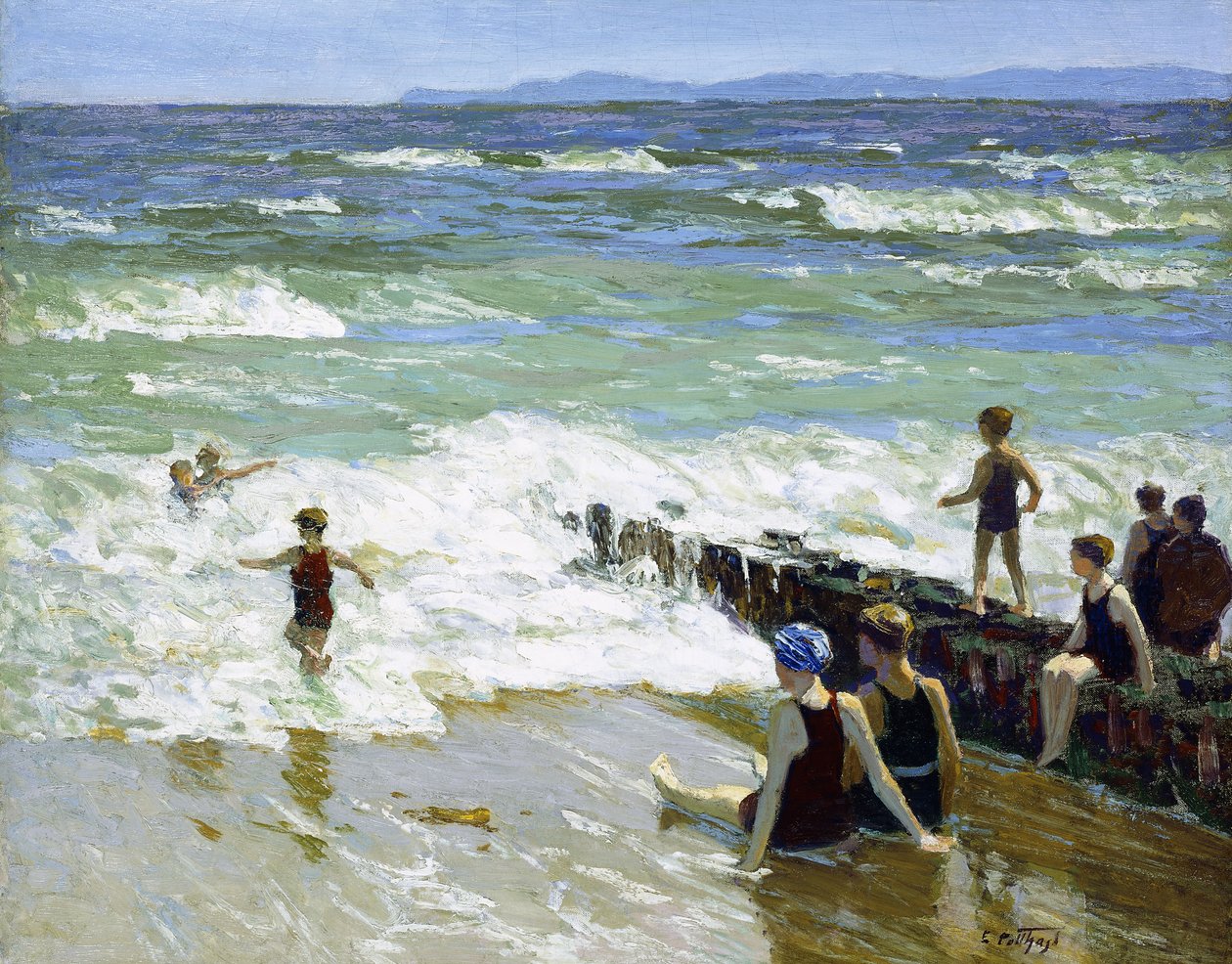 Dalgakıranda Yıkananlar, by Edward Henry Potthast
